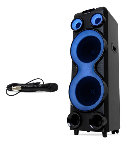 Combo Torre Polyvox Xt2212t 2500w + Microfone Com Fio