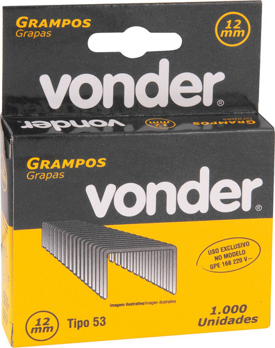 Grampo 12mm Para Grampeador Gpe 168, Caixa 1000un Vonder