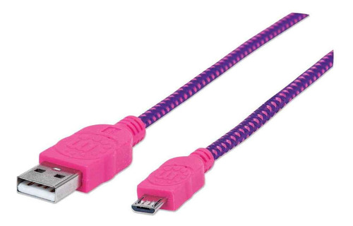 Manhattan Cable Con Recubrimiento Textil Usb 2.0 Macho 1 /v Color Rosa pálido