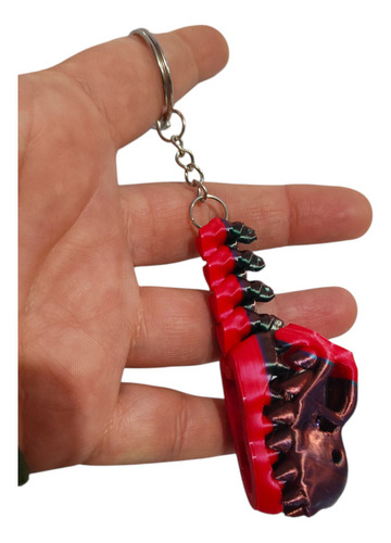 2 Llaveros Cabezas Dinosaurio T-rex Articulada Fiesta Color Set Rojo-azul