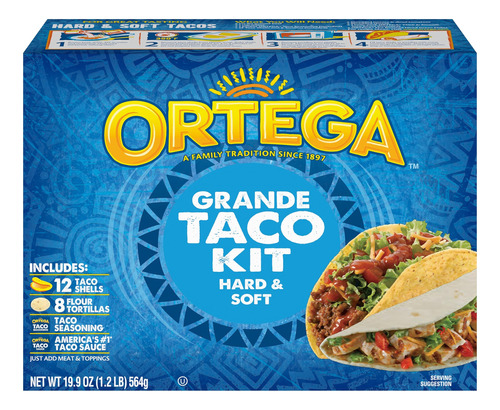 Ortega Kit De Cena De Taco, Grande Duro Y Suave, 6 Unidades