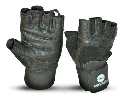 Guantes Pesas Gimnasio Fitness Gym Miyagi Cuero Muñequera