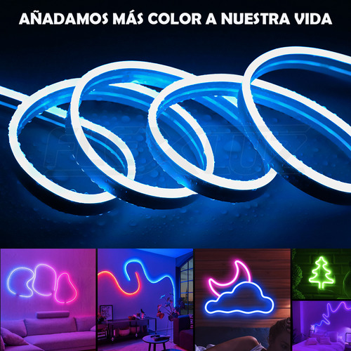 Flexluz Tiras De Neon 12.8M Wifi Flex Rgb Luz Compatible con Asistente de Voz Alexa Google Home y Siri Conexión Estable Control Remoto Sin Límites Para Cuarto Decoración De Interior