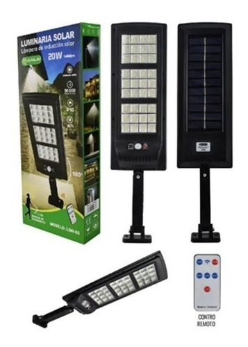 Luminaria Solar 20w 1400 Lm Extra Larga Ip65 50cm 2 Pzas Color Negro