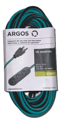 9730116 Argos Extension Uso Rudo 3x16awg 10 Mts 60°c 127v