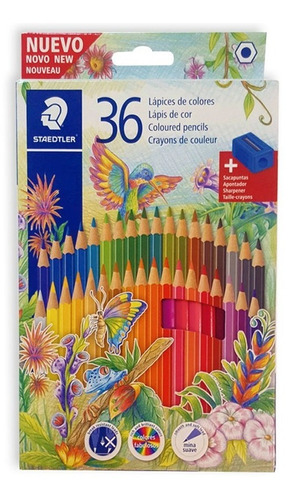 Pack 3 Cajas De 36 Lapices Colores Staedtler + Sacapunta 
