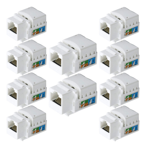 Kit C/ 10 Conector Rj45 Utp Femea Cat5e Branco Keystone