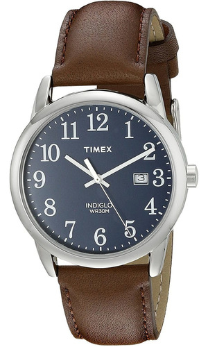 Reloj Timex Mens Easy Reader, Correa De Cuero, 38mm, Clasico