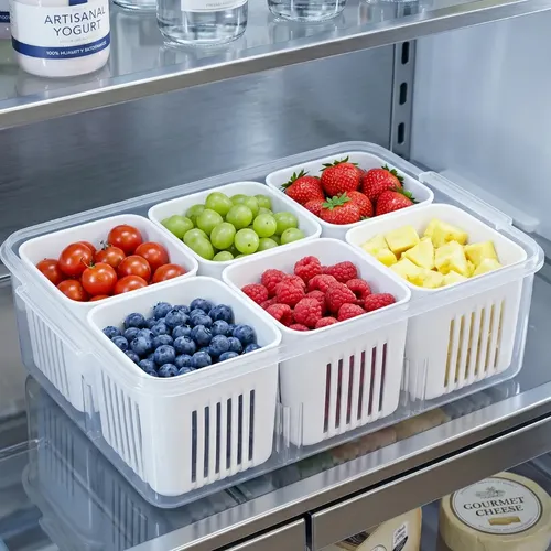 Pote Hermético 6 Divisórias Organizador Geladeira Alimentos Frutas Legumes Frios Kilate Store