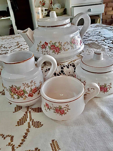 Imagen 4 de 10 de Antiguo Juego De Té De Cerámica Blanca
