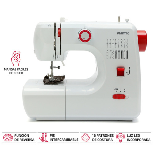 Máquina de coser recta Femmto HLT16 portable blanca 220V
