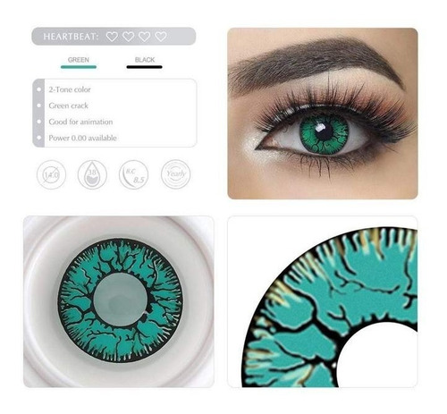 Lentes De Contacto Halloween Freshgo Ojos Crack Verde Crazy
