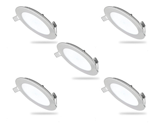 Pack 5 Focos Led Placa Circular Encajado 6 W / Hb Led