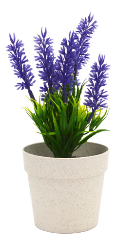 Planta Flor De Lavanda Artificial En Macetero Plástico 21cm 