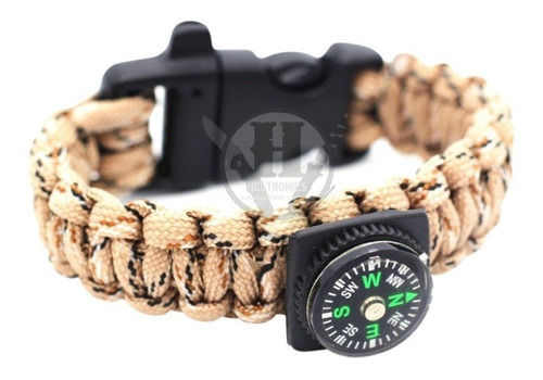 Pulsera De Cordon Tactico Desert Brujua Pedernal Silbato Edc