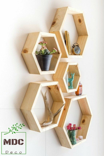 Repisa Hexagonal De Madera