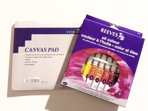 Set Oleos Reeve 18 Colores En Pomos + Block A4 Canvas 10 Hj