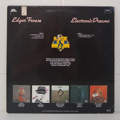 Lp - Edgar Froese - Electronic Dreams - Imp Ger 1979 - Prgs (Usado)