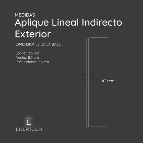 Aplique Exterior Lineal 100 Cm Iluminación Led Enertech Gris(luz Calida)