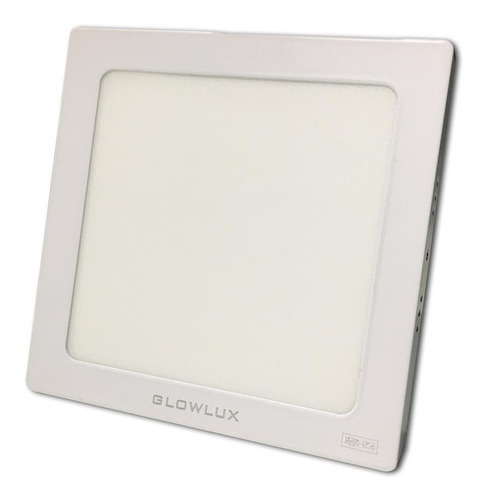 Panel Led Plafon 12w Cuadrado Luz Fría - Glowlux Estructura Blanco