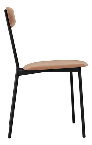 Cadeira Estofada Sala Jantar Liora Preto C01 Veludo Bege