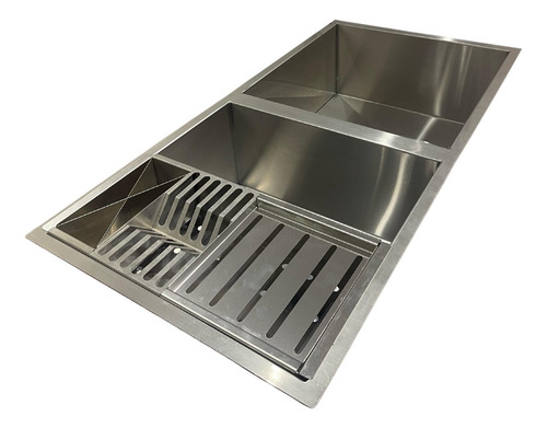 Cuba Dupla + Calha Acessório 40x20 Aço Inox 304 Ecosul