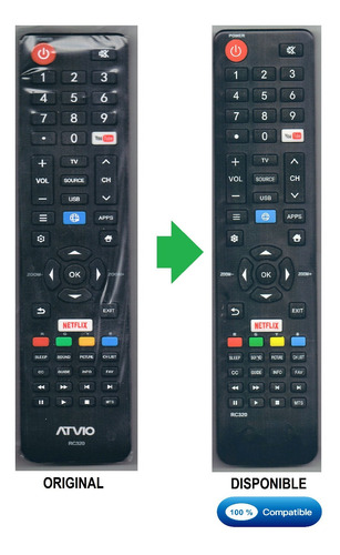 Control Remoto Para Smartv Atvio (rc320)