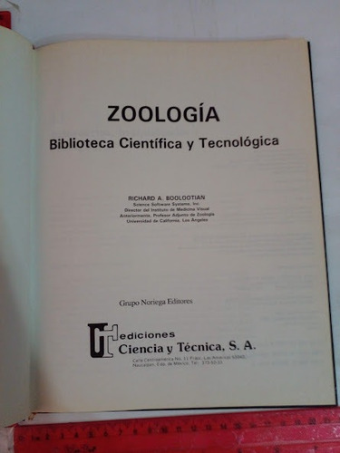 Zoologia Richard A Boolootian (Usado)
