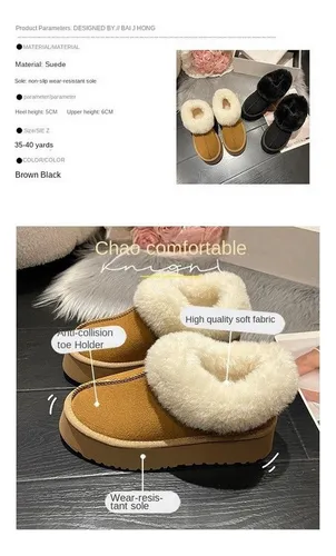 Botas Nieve Cortas Felpa Mujer Zapatos Plataforma Invierno