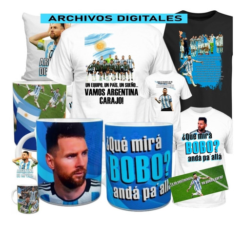 Pack Plantilla Diseño Mundial Que Mira Bobo Messi Argentina