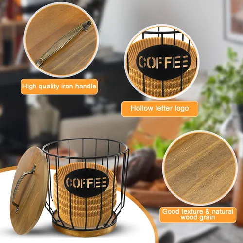 Yuanan Soporte De Filtro De Cafe Con Tapa De Madera, Accesor