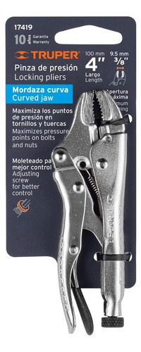 Pinza De Presión 4 Pulgadas Mordaza Curva Truper
