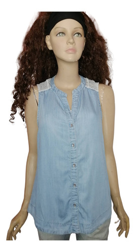 Blusa Mujer Greenfield Talla S Mezclilla Lyocell Impecable