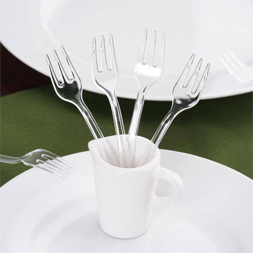 Efavormart 36 Unidad  Mini Tenedor Transparente Plastico