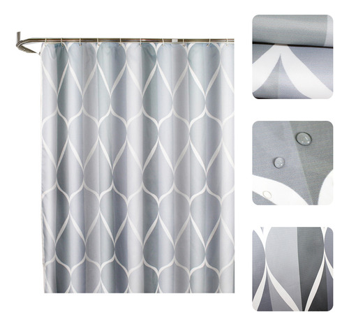 Cortina Impermeable, 1 Pieza, Ganchos De Ducha Con Estampado