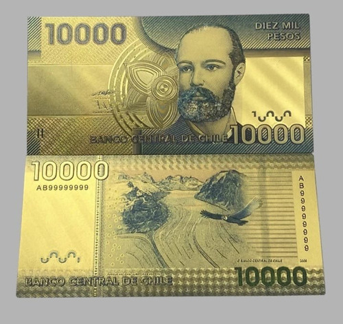 Billetes Chilenos De Pvc Chapados En Oro 24k