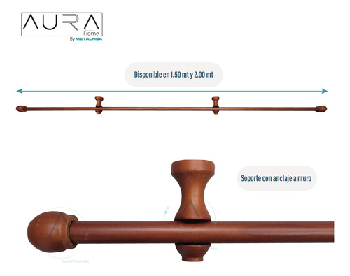 Set Simple De Madera Chocolate 19 Mm X 2,00 Mt Terminal Bola