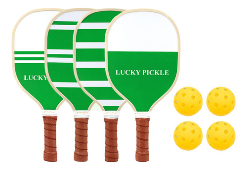 Juego De 4 Paletas De Madera De Pickleball, Raquetas Y