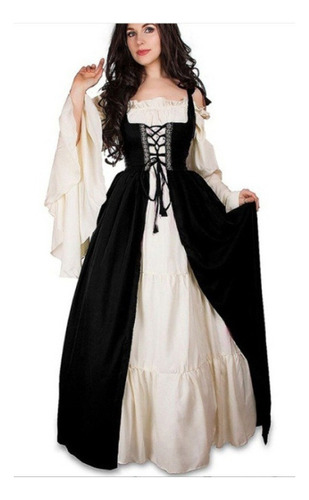 Vestido Medieval Feminino Comprimento Com Laço