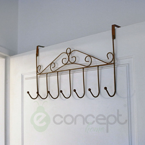 Perchero De Puerta 7 Ganchos Barral Vintage Antique Bronce