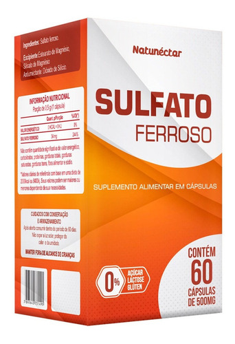 Sulfato Ferroso 500mg 60 Cápsulas Natunéctar