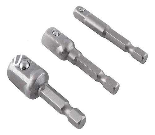 Kit Jogo 3 Adaptador Soquete Parafusadeira Pito 1/4 3/8 1/2