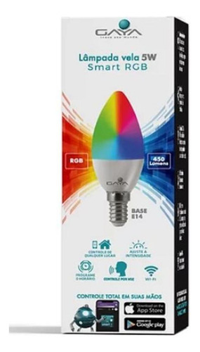 Lâmpada Led Vela Inteligente Smart 5w Rgb E Branca Gaya
