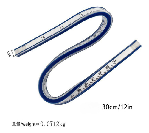Régua Curva Flexível, Dupla Face, Régua Divisória 30cm