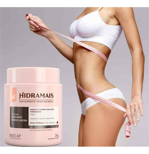 4un Creme Massagem Pimenta Negra 1kg Hidramais+ Espátula