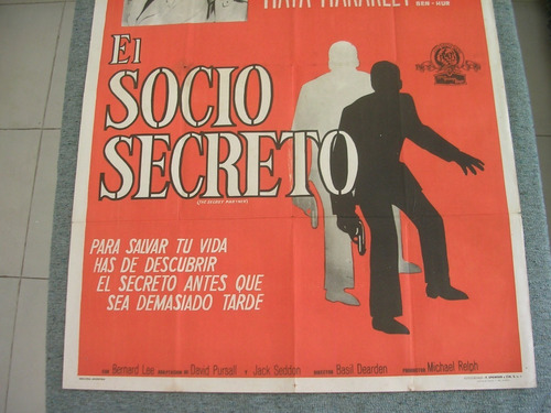 Antiguo Afiche Cine El Socio Secreto 1961 (Usado)