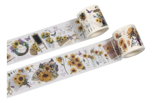 Vintage Girasol Washi Tape Set 2 Rollos 4cm Retro Flor ...