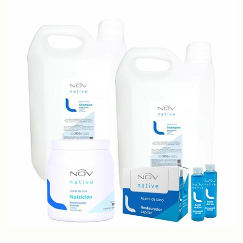 Kit Nov Lino Shampoo + Balsam + Nutricion + Ampollas + Envio