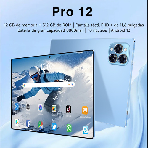 Pro12 Tablet Android 13 512+12gb Ram Teclado Y Mous
