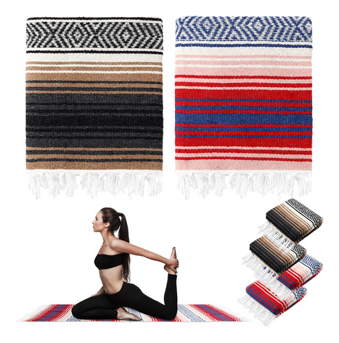 Preboun 4 Mantas De Yoga Grandes Mexicanas De 45 X 70 Pulgad